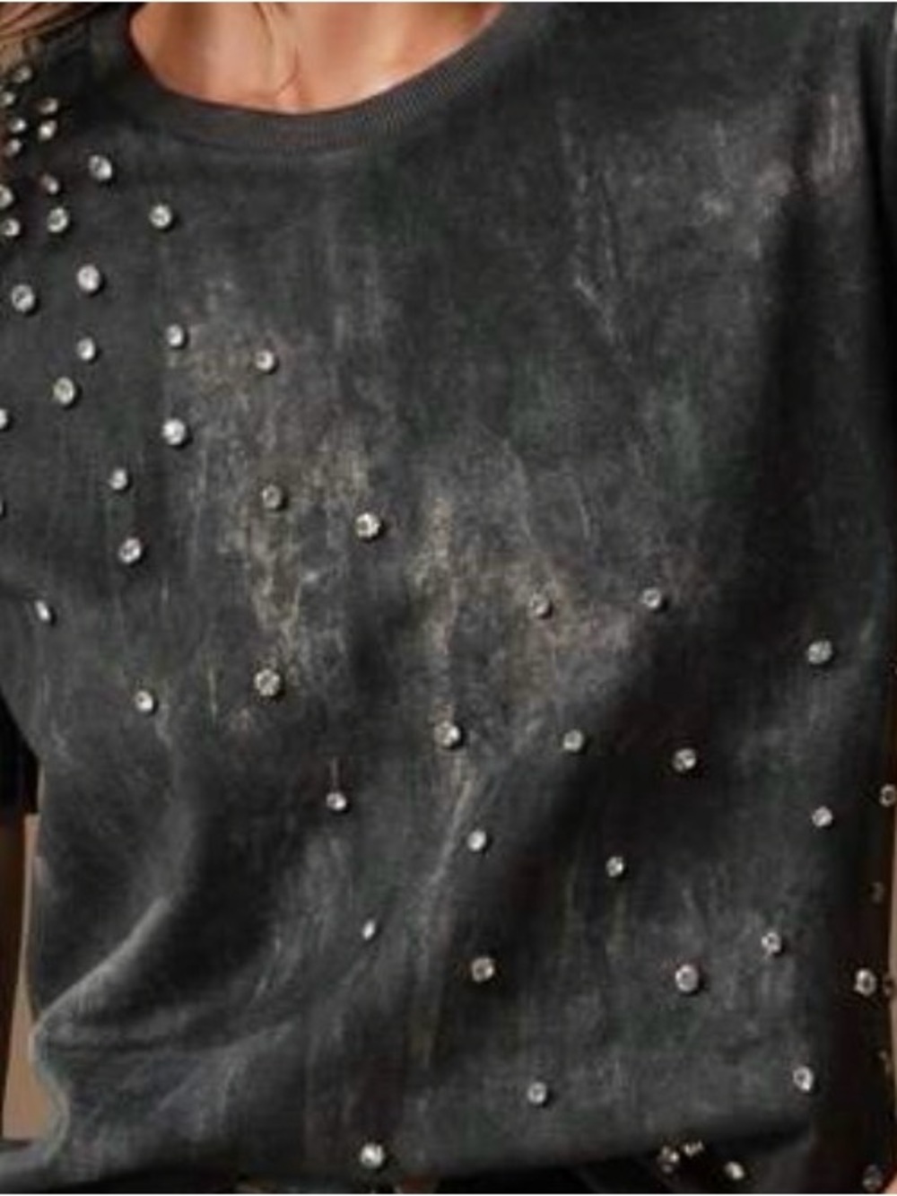 MOTF Black Short Sleeve Tee with Stud Accents